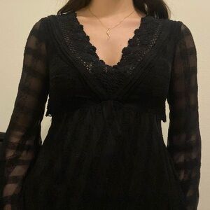 Free People Sheer Checkered Dress